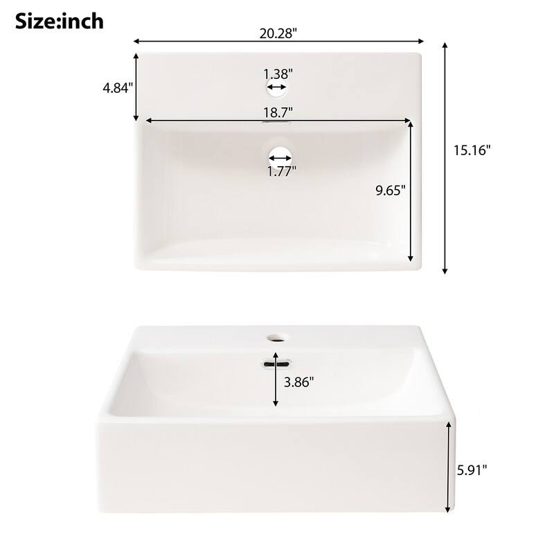 20'' Bathroom Vanity with Ceramic Sink Top, Modern Bathroom Storage Cabinet with 1 Drawer and 1 Soft Close Door