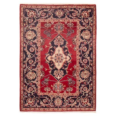 ECARPETGALLERY Hand-knotted Kayseri Red Wool Rug - 3'7 x 5'1