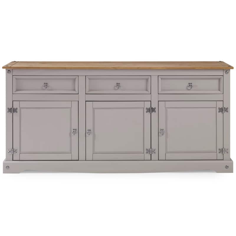 OS Home and Office Furniture Model COR917 Cottage Series Wood Buffet Sideboard in Corona Brown