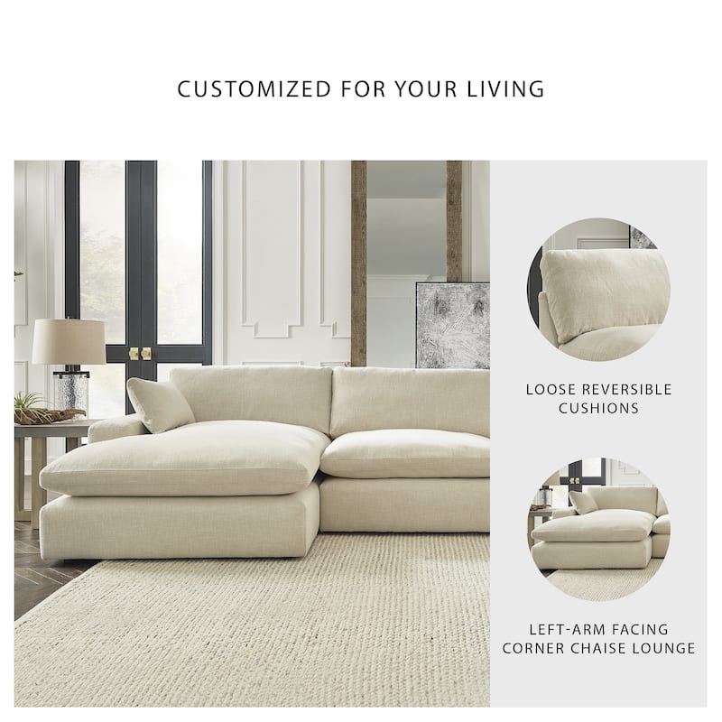 Signature Design by Ashley Elyza Beige 3-Piece Sectional with Chaise - 144" W x 68" D x 36" H