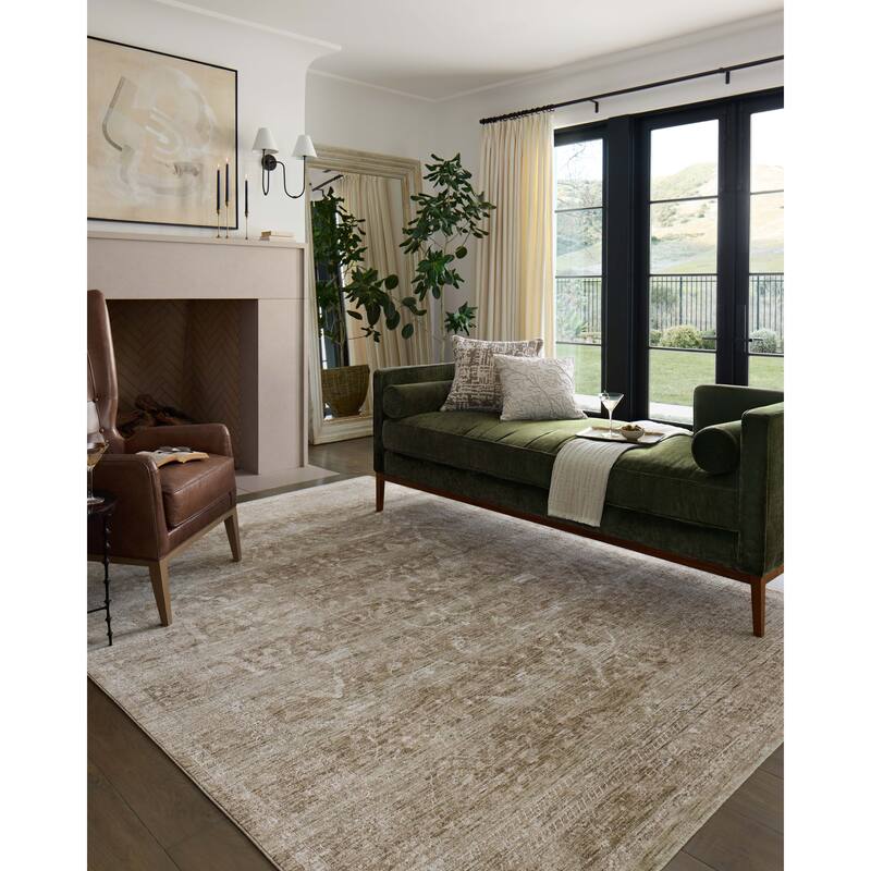 Alexander Home Tamara Distressed Persian Area Rug - 5' 3" x 7' 9" - Sage / Ivory - Runner/Rectangle