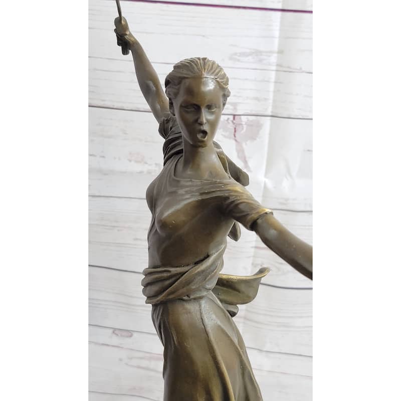 Athena Goddess Female Figure With Sword Bronze Statue Sculpture On Marble Base