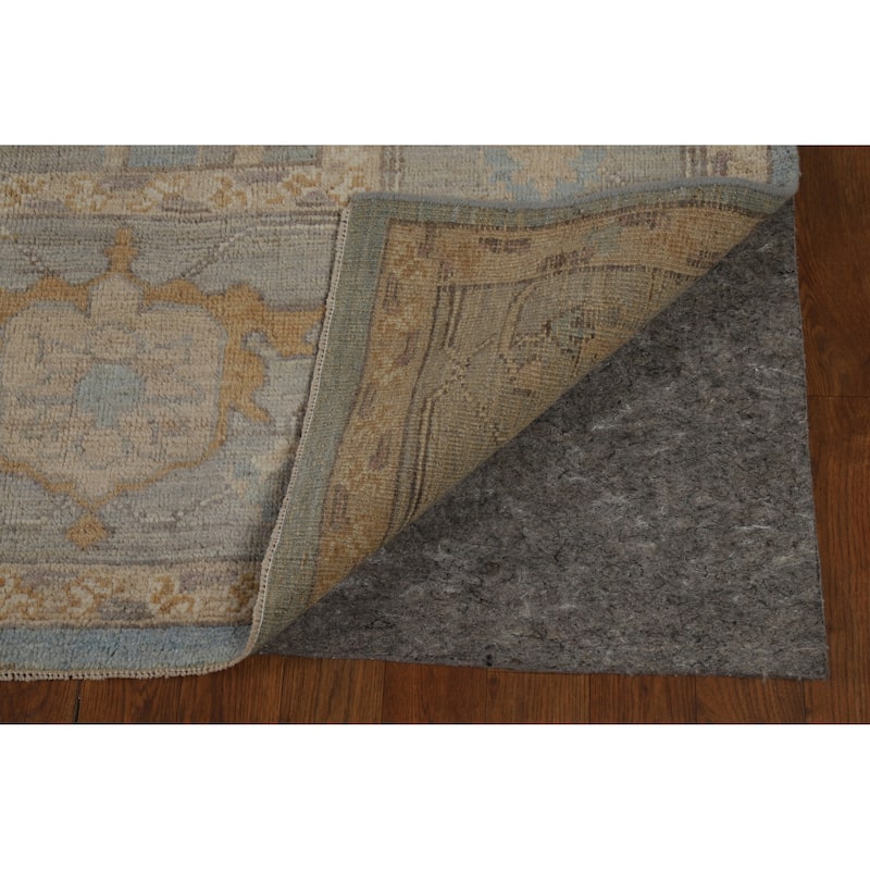 Hand Knotted Oriental 100% Wool Carpet Transitional Floral Navy Blue & Blues Oushak Area Rug - 9' 8'' X 8' 7''