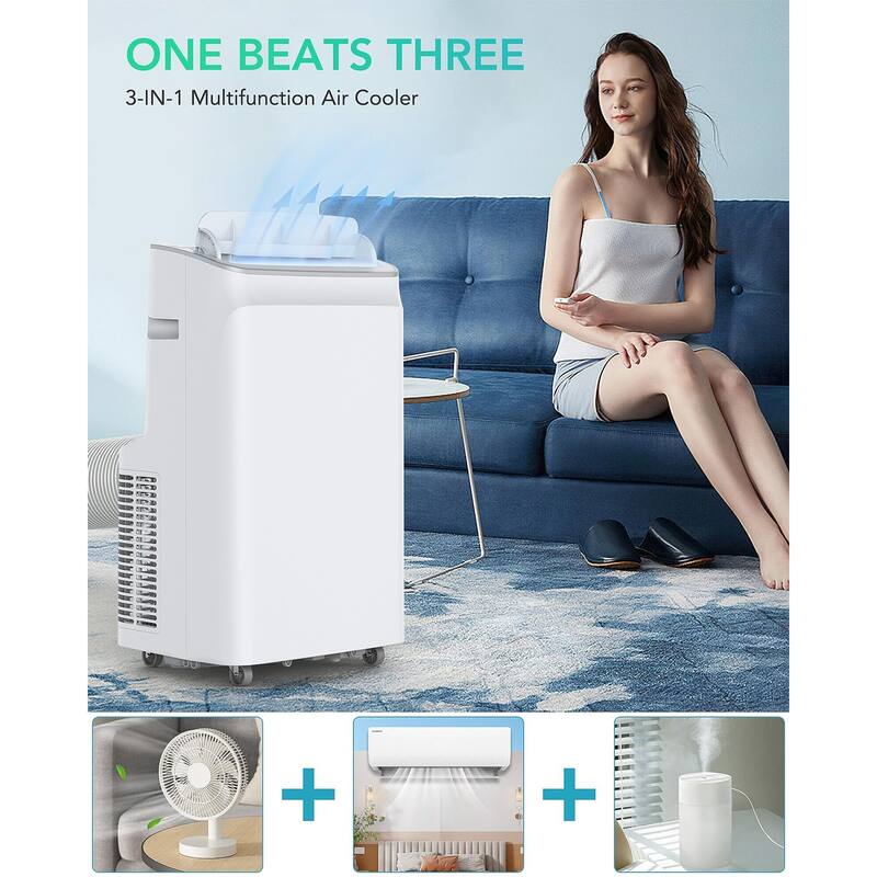 12,000 BTU Portable Air Conditioner, A/C for Rooms up to 550 Sq. Ft, Built-in Dehumidifier