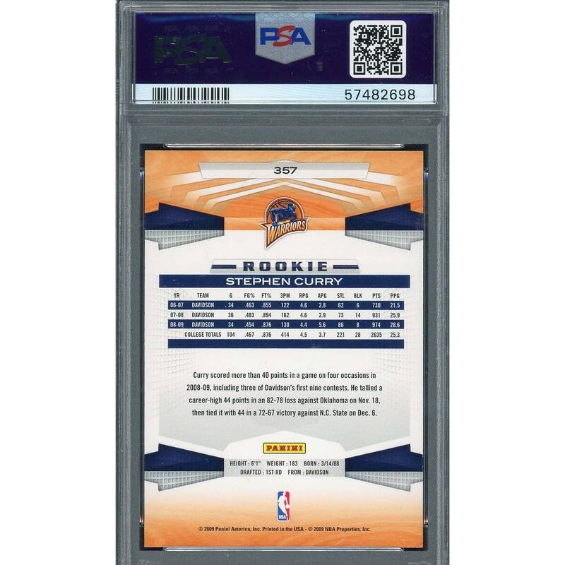 Stephen Curry 2009 Panini Basketball Rookie Card RC #357 Graded PSA 8 - 8'6" x 11'6"