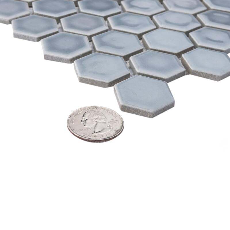 Merola Tile Hudson 1" Hex Slate 11-7/8" x 13-1/4" Porcelain Mosaic Floor and Wall Tile