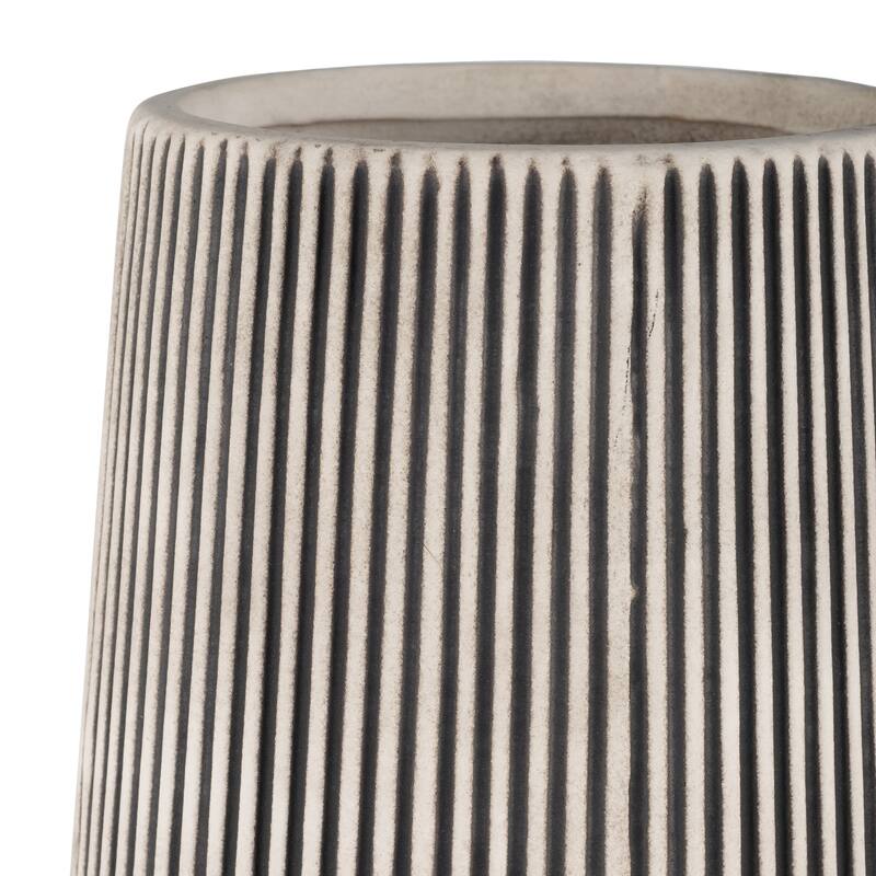 Sagebrook Home Ceramic Vase Contemporary Ivory and Beige Ridged Design Floral Vase For Decorative Table Accent
