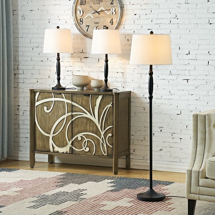 3 Piece Traditional Floor Lamp Set (Set of 3) - N/A