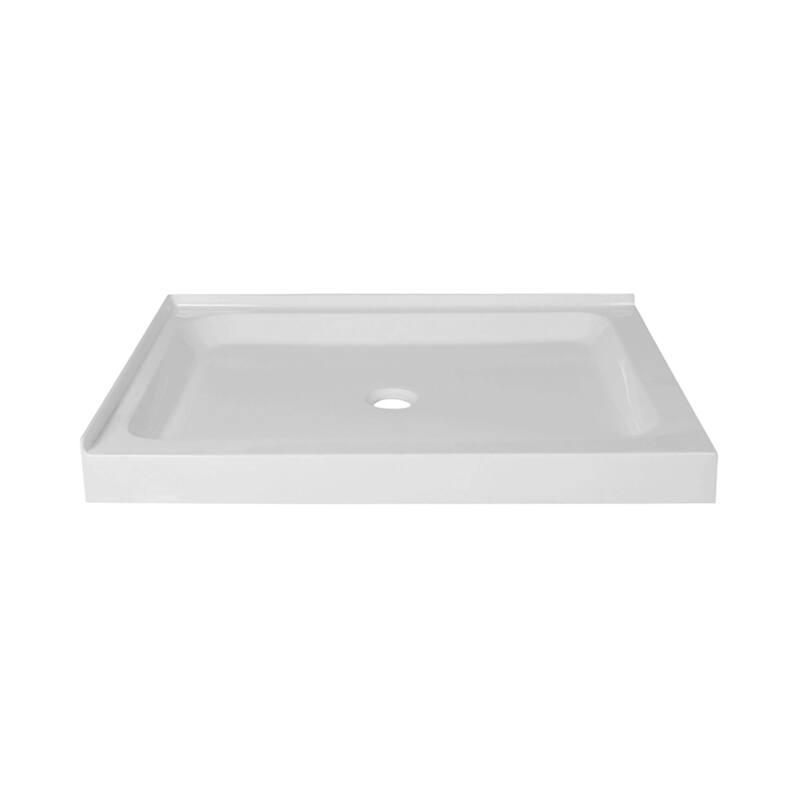 Fine Fixtures Double Threshold Acrylic Shower Base - Non-Slip Textured Surface Shower Floor Pan in White - 48 x 36 Left Hand Flange