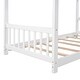 preview thumbnail 3 of 7, Wood Twin Size House Platform Kids Bed Frame with Roof, Headboard & Footboard, White