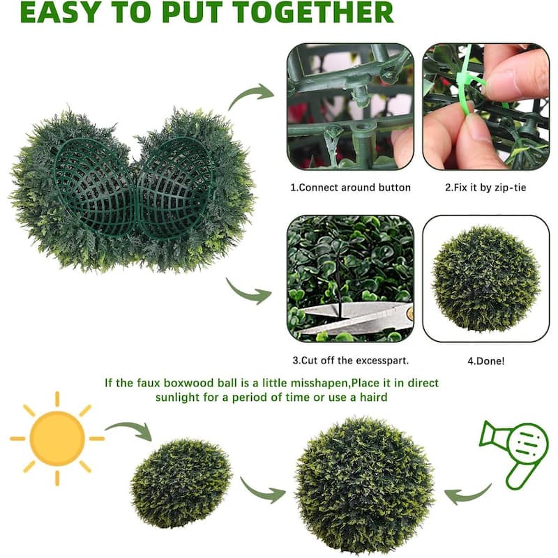 Artificial Cedar Topiary Plant Balls Set of 2 for Home Wedding Decor