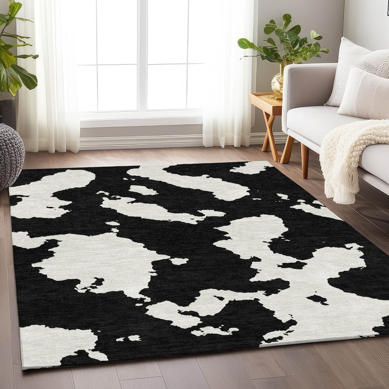 Premium Washable Super Soft Contemporary Islands Mayfield Rug - Black - 2'6" x 3'10"