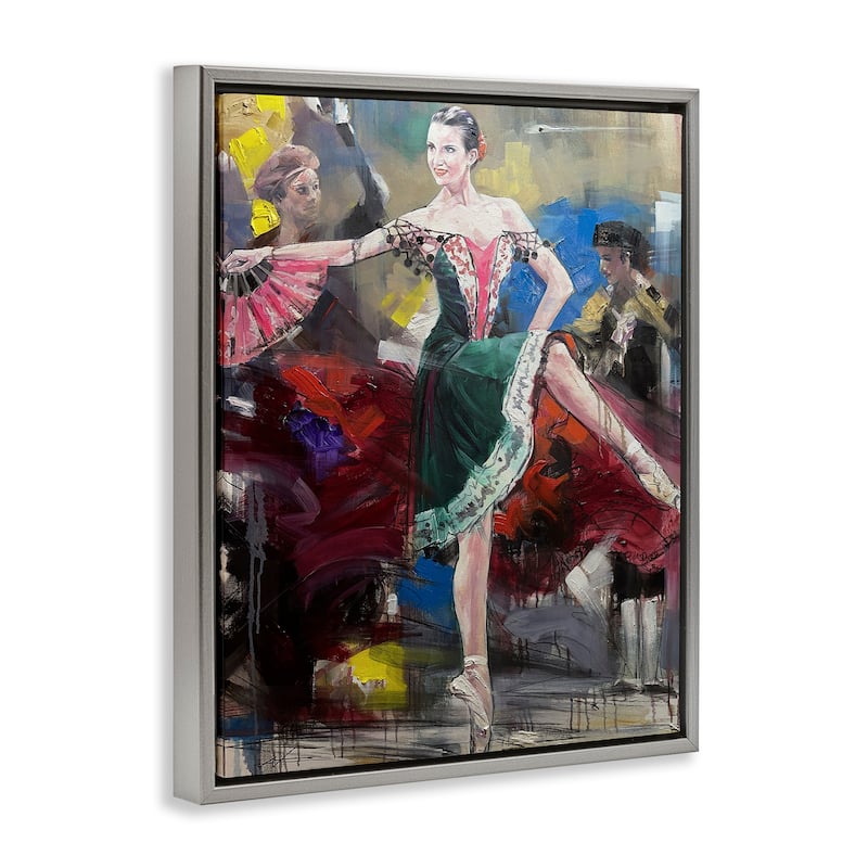 Stupell Classic Ballerina on Stage Framed Floater Canvas Wall Art Design By Lucille Lee