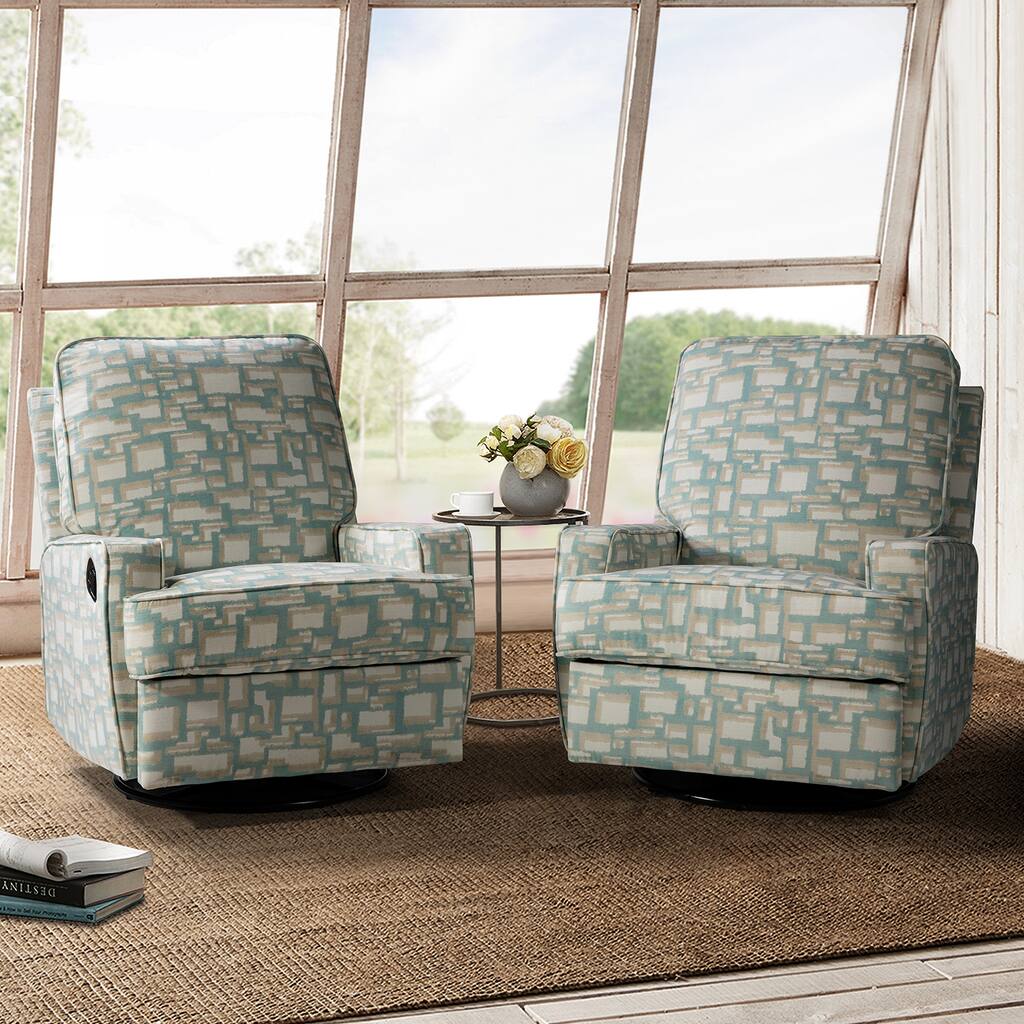 Apolonia Comfy Swivel Rocker Recliner with Metal Base Set of 2