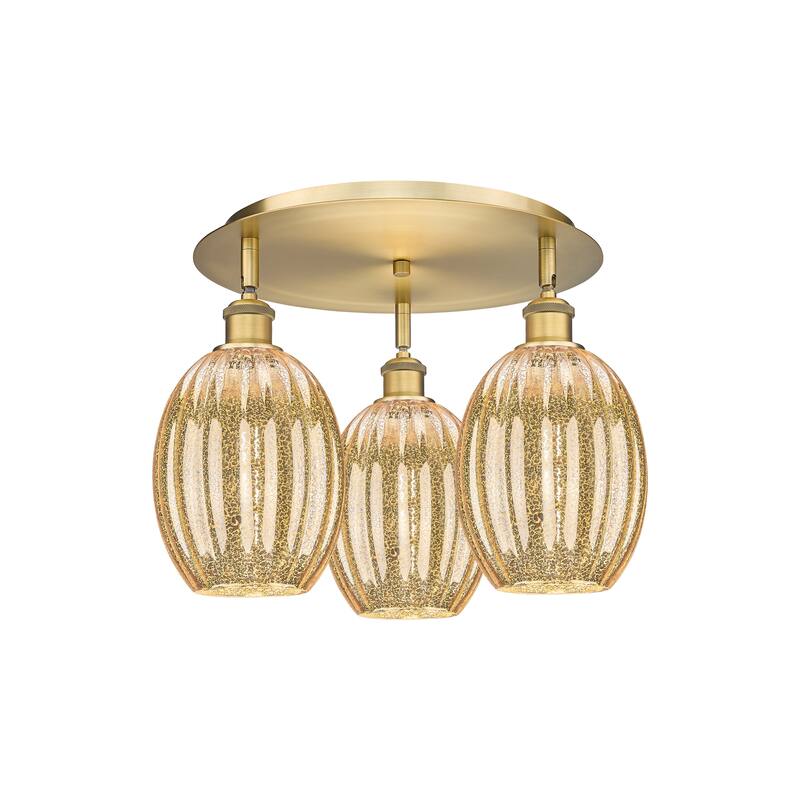Innovations Lighting Endless Possibilities Ballston - Preston - 3 Light 18" Bulb Shade Flush Mount - Mercury/Brushed Brass