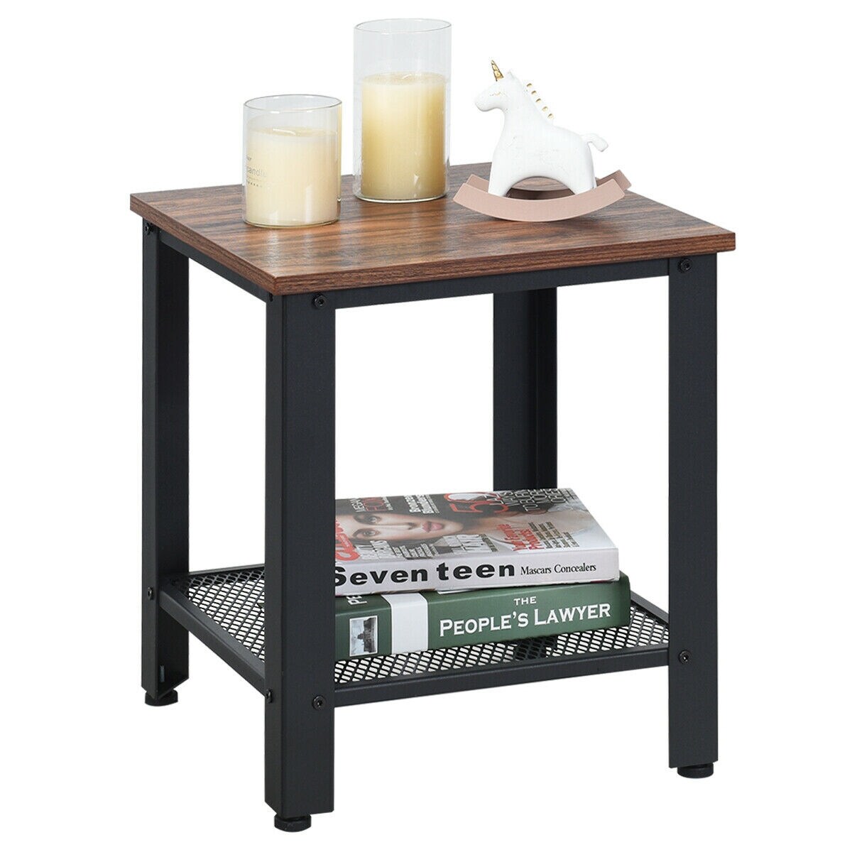 Shop Gymax Industrial End Table 2 Tier Side Table W Storage Shelf