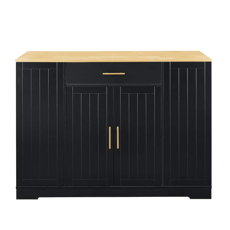 Kitchen Island with Trash Can Storage Cabinet, Kitchen Cabinet with Adjustable Shelves, Breakfast Bar Cabinet