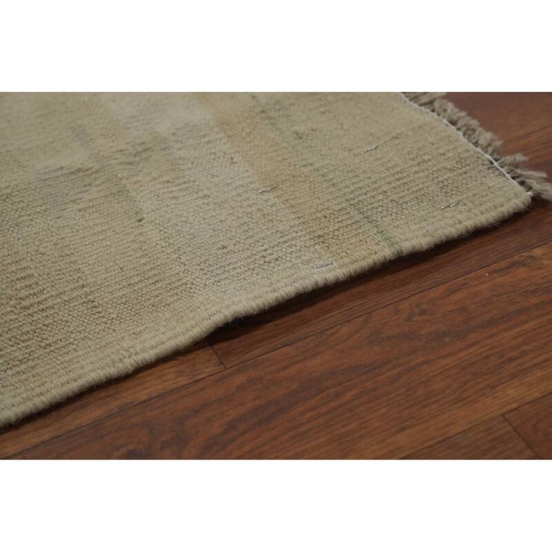 Hand Woven Oriental 100% Wool Carpet Southwestern Tribal Beige & Ivories Kilim Area Rug - 6' 0'' X 4' 0''