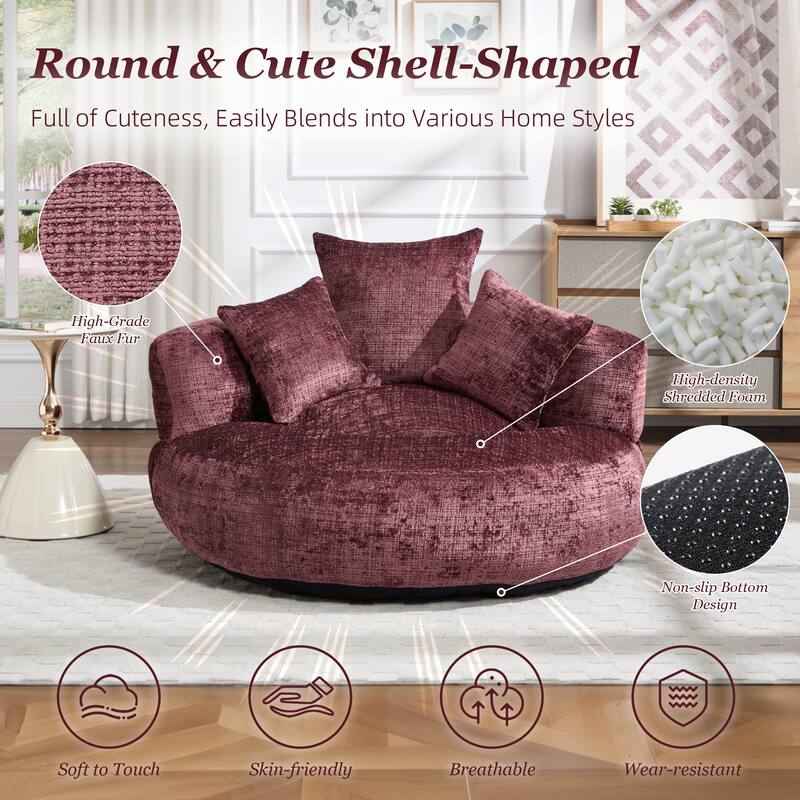 HOMEFUN Chenille Upholstered Durable Comfort Lounger High Back Bean Bag Chair