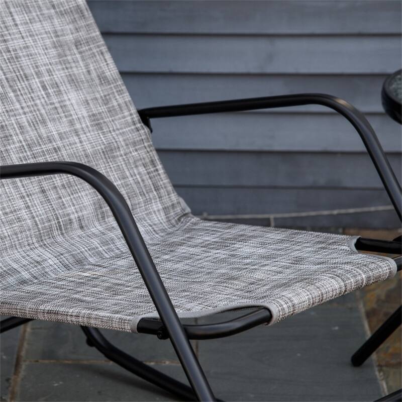 Steel Rocking Chair with Sling Fabric, High Back and Armrest - 23.25" W x 36.5" D x 36.25" H