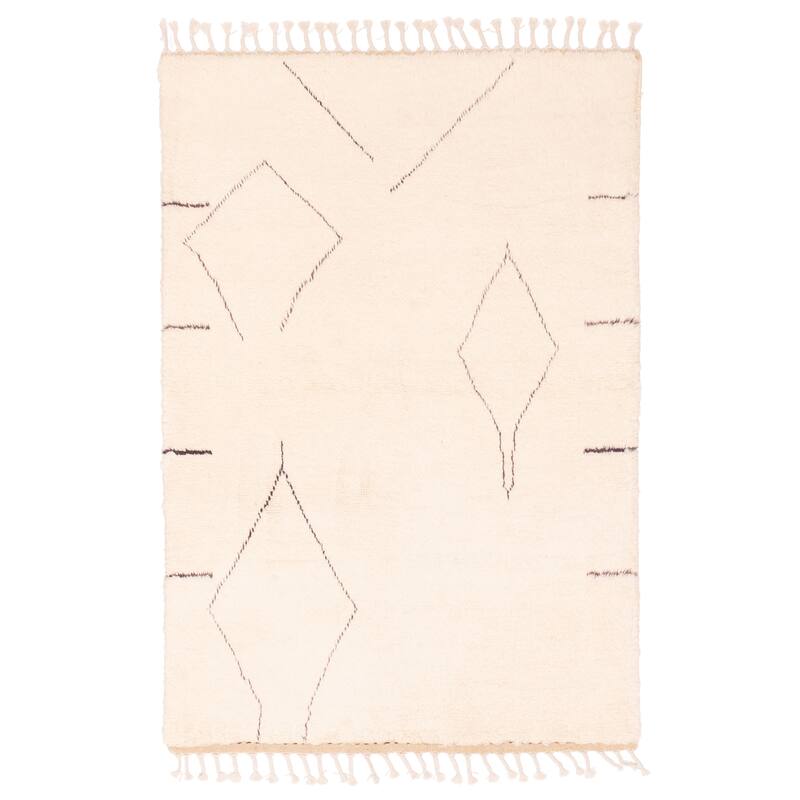 ECARPETGALLERY Hand-knotted Pak Finest Marrakesh Cream Wool Rug - 3'5 x 5'1