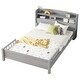 preview thumbnail 73 of 77, Pine Wood Platform Bed Low-Profile Bed Frame with Storage Headboard, Motion Sensor LED Light, Movable Guardrail, Slats Support