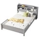 preview thumbnail 20 of 49, Pine Wood Platform Bed with Bookcase Headboard Built-in Motion Sensor Light, Convertible Guardrails, Storage Bed for Kids