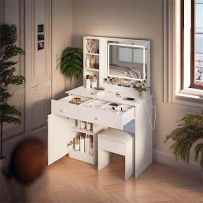 Fashion Vanity Desk with Mirror and Lights for Makeup