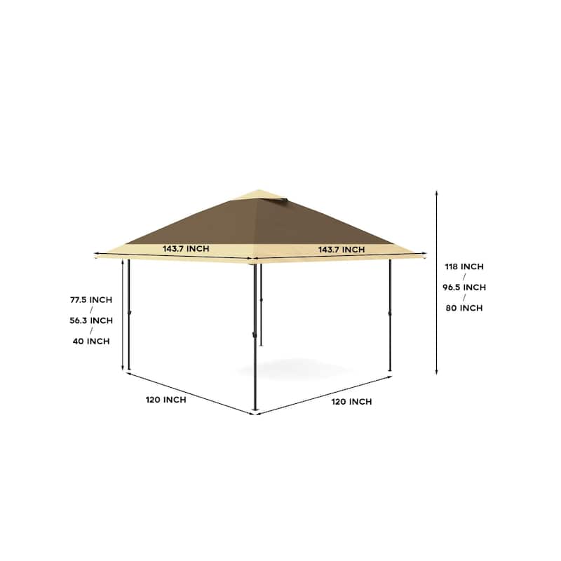 12' x 12' Outdoor Gazebo, Heavy Duty Double Roof Patio Gazebo with Netting and Curtains