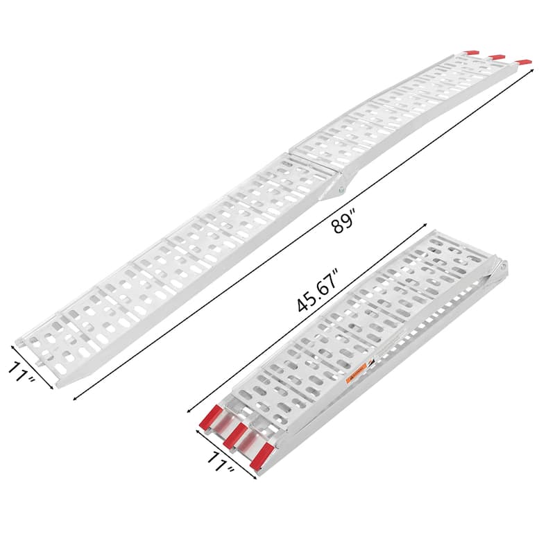 7.5ft Heavy Duty Three-section Aluminum Arched ATV UTV Ramp Silver