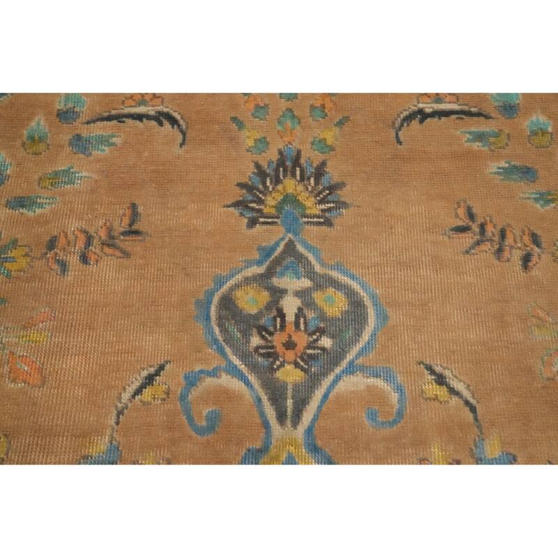 Hand Knotted Oriental 100% Wool Carpet Traditional Floral Oranges & Rust Tabriz Area Rug - 13' 0'' X 9' 9''