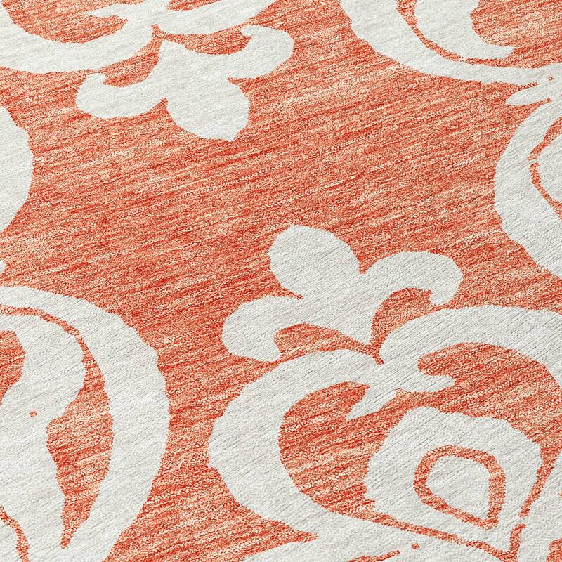 Machine Washable Indoor/ Outdoor Damask Glam Chantille Rug