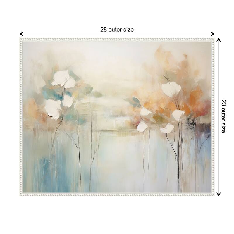 Strength of Delight II by Irena Orlov Framed Canvas Wall Art Print - Sylvie Beaded White - 28 x 23 in