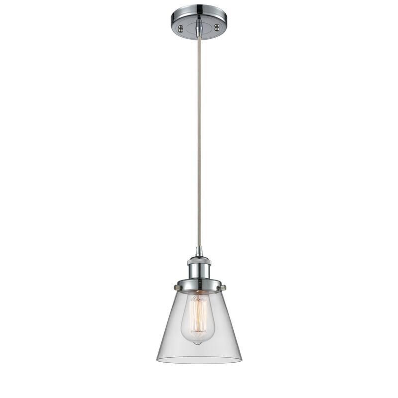 Innovations Lighting Small Cone 6" Wide Mini Pendant - Cord Hung - Polished Chrome / Clear