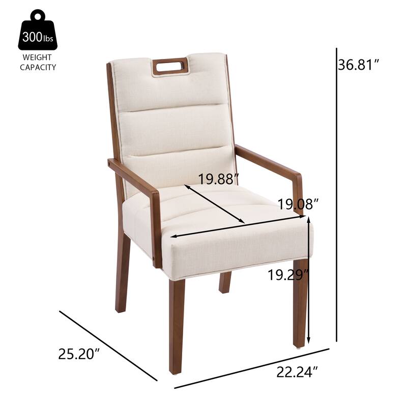 Christopher Knight Home - Modern Upholstered Rubber Wood Dining Chairs with Armrests