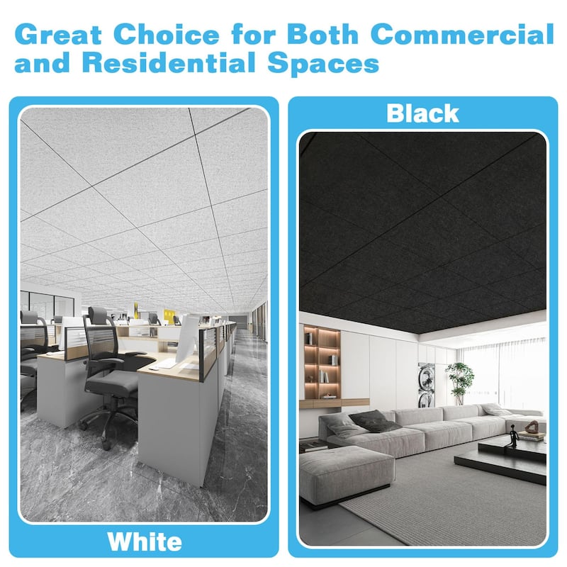 Art3d 12pcs Flexible PET Acoustic Wall Tiles Ceiling Tiles Cover 48 Sq.Ft.