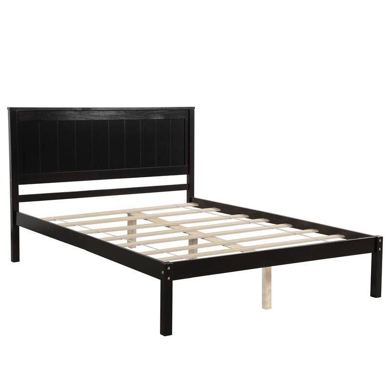 Classic Platform Bed Wood Bed with Headboard, Solid Wood Platform Bed Frame with Strong Slats Support/No Box Spring Needed