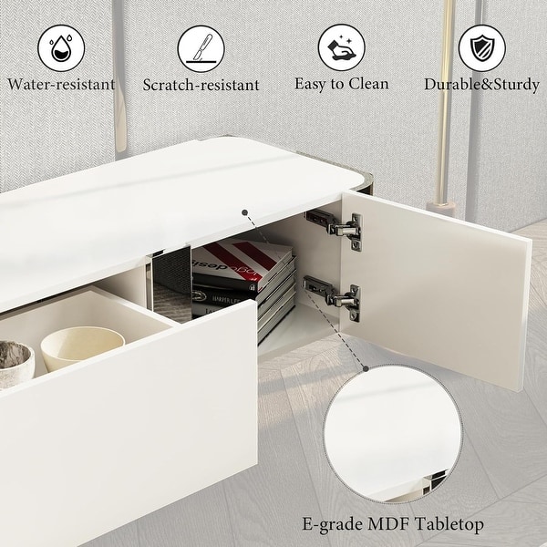 dimension image slide 0 of 6, 79 inch Wood TV Stand Partial Assembly Entertainment Center Modern Media Console with Drawers and Storage Cabinets