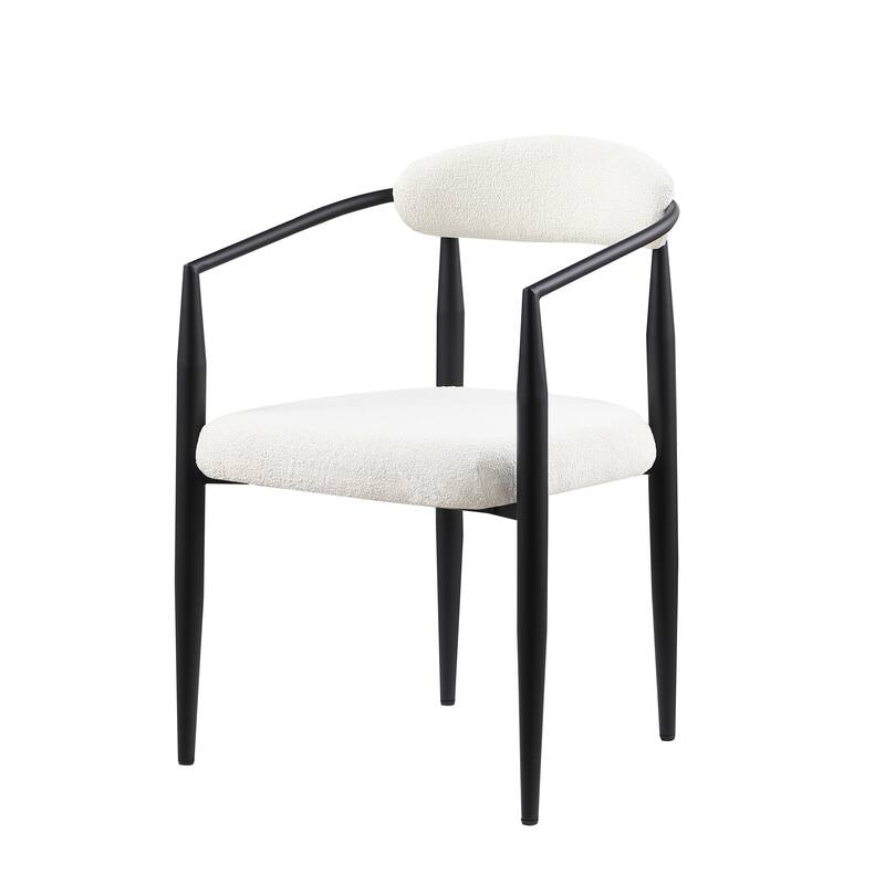Mid-Century Modern Lambskin Dining Chairs with Toothpick Frames and Curved Backrest, for Dining Rooms and Kitchens, 2-Piece Set