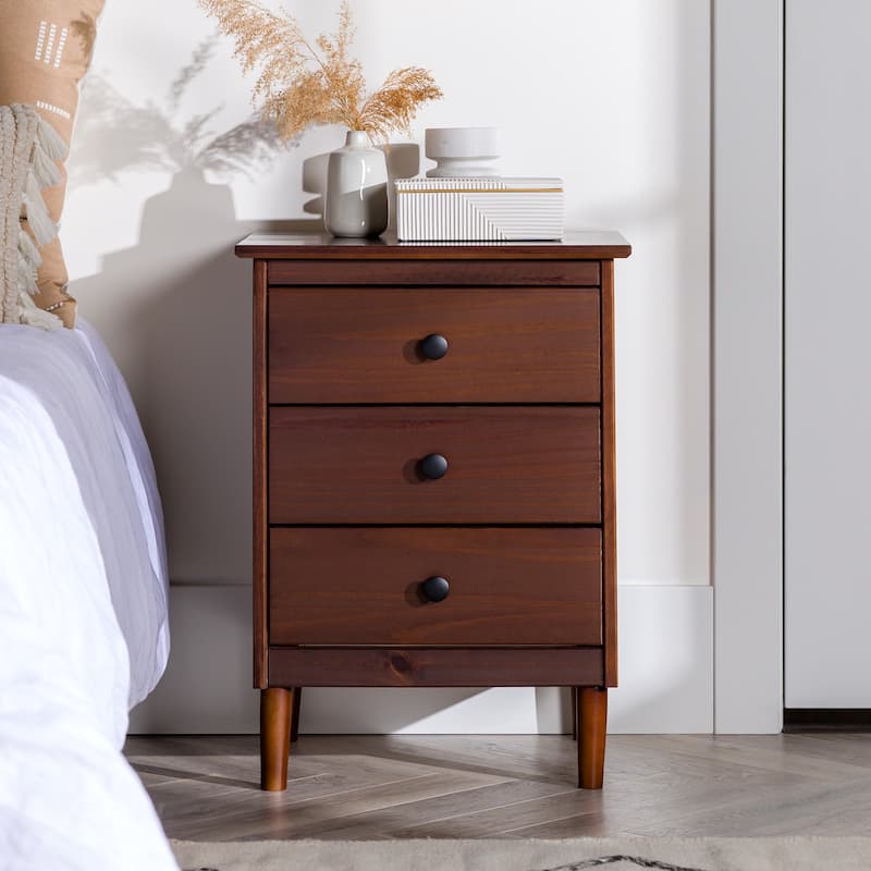 Walker Edison Bullrushes Solid Wood 3-Drawer Nightstand - Brown