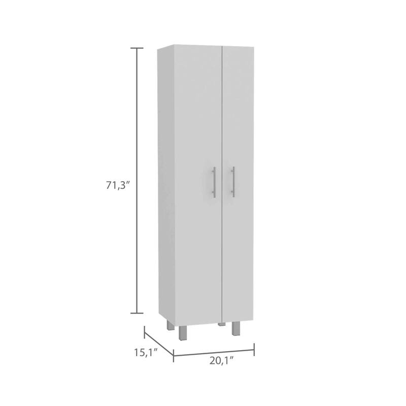 FM Furniture Norway Broom Closet Pantry with 5 Shelves