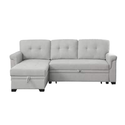 Lucca 84-inch Reversible Sleeper Sectional Sofa with Storage Chaise - 84"W x 54"D x 35"H