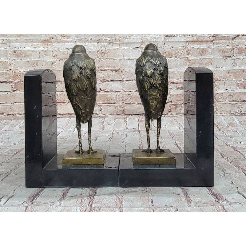 Salvador Dali Pair Pelican Bookends Book Ends Bronze Bird Lover Sculpture Statue