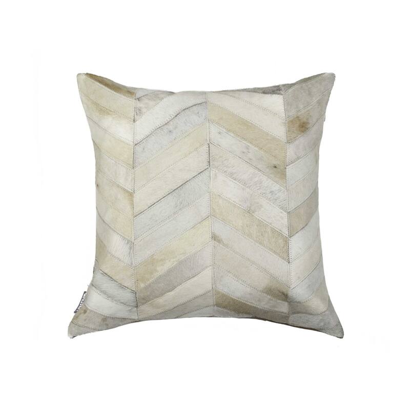 18" Natural Cowhide Throw Pillow