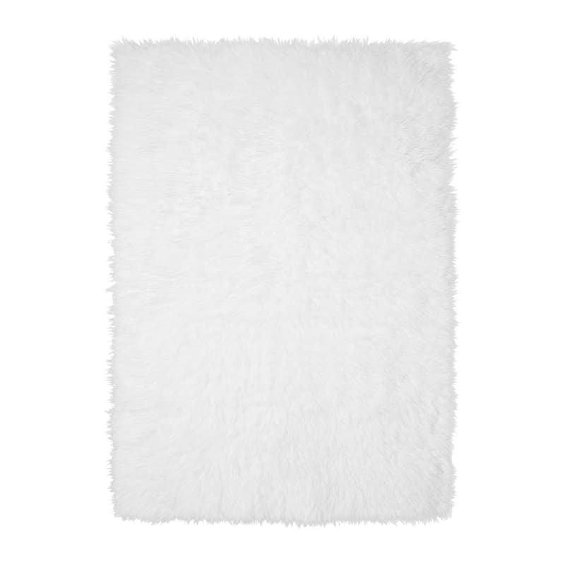 My Magic Carpet Washable Vegan White Plush Shag Area Rug