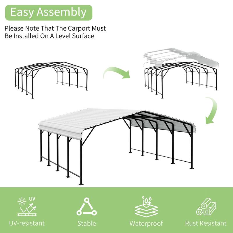 Futzca 12x20 ft Metal Carport, Outdoor Shelter Canopy
