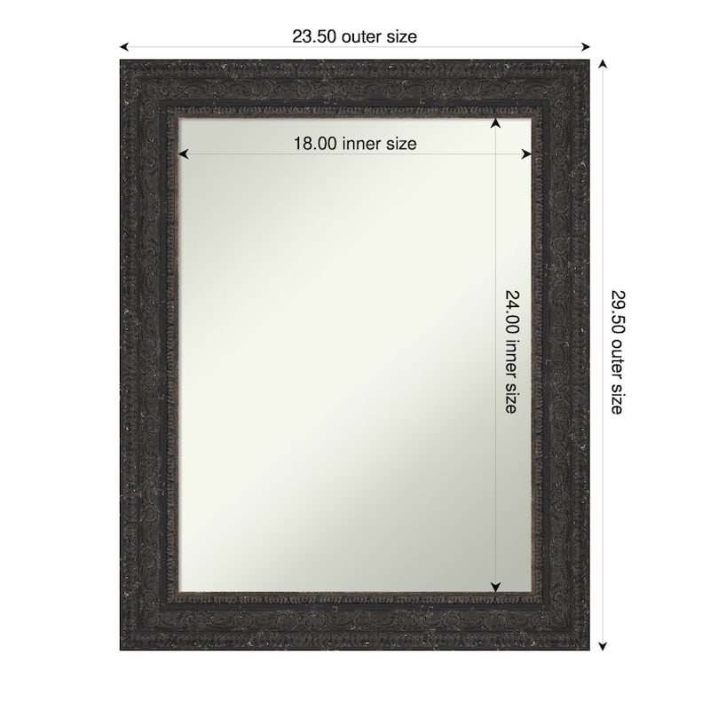 Attic Aged Non-Beveled Wood Framed Bathroom Vanity Wall Mirror - 24 x 30 in - Attic Aged Black