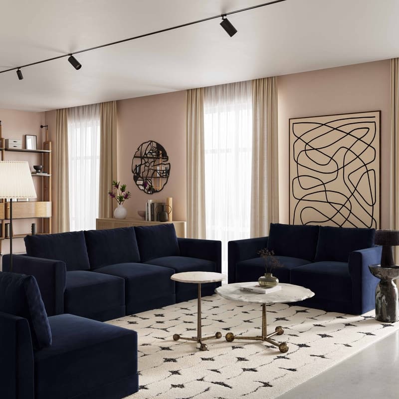 Willow Modular 2 Piece Loveseat - Navy