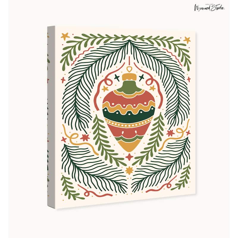Wynwood Studio Canvas Holiday and Seasonal Scandinavian Ornament Gold Modern & Contemporary Wall Art Canvas Print