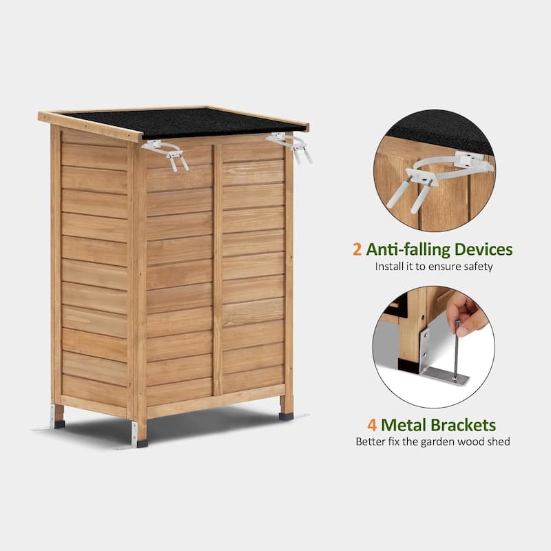 MCombo Small Outdoor Storage Cabinet Shed with Double Doors (24.6" x 18.3" x 38.2"), Wooden 0985